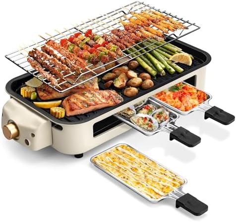 2-in-1 Indoor Grill, Compact, Beige