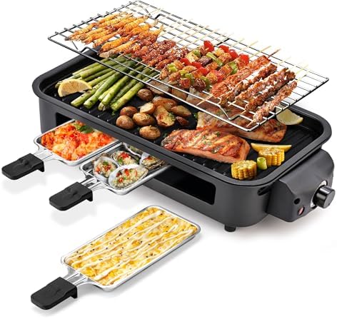 2-in-1 Indoor Grill, Compact, Black