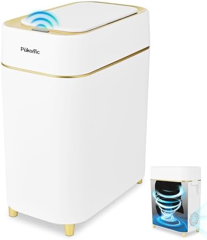 Adsorption Sensor Trash Can 9L, White & Gold