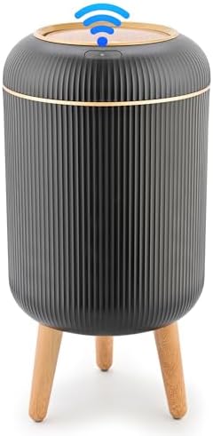 Sensor Wastebasket with Wooden Legs, Black