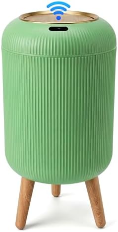 Sensor Wastebasket with Wooden Legs, Green